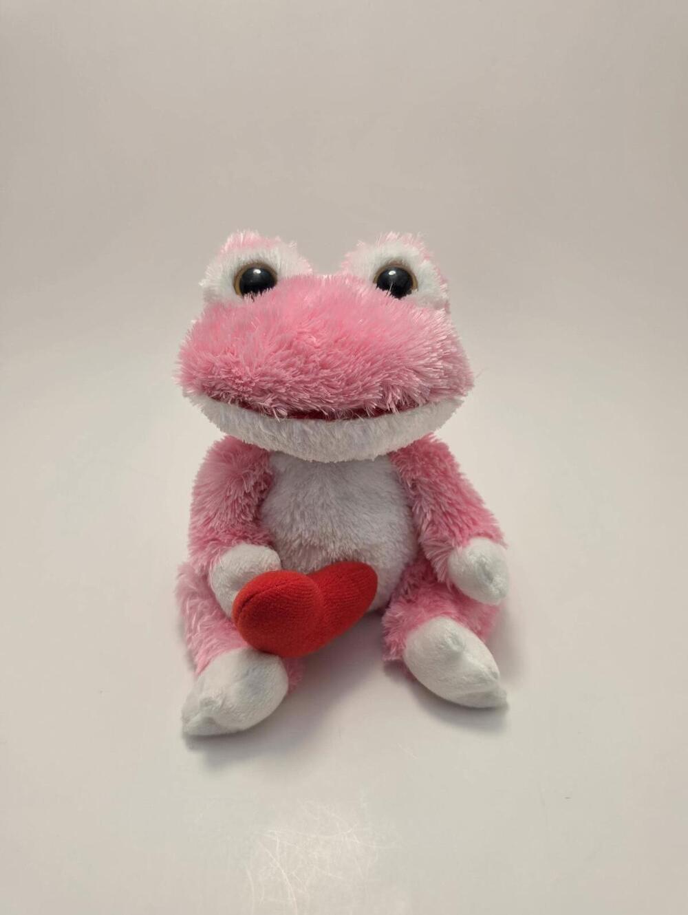 TY Beanie Baby “Lovie” Pink Valentine Frog Holding Heart (6 inch) No Hang Tag